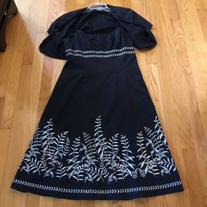 Vintage Embroidered Navy Sundress - Size 8